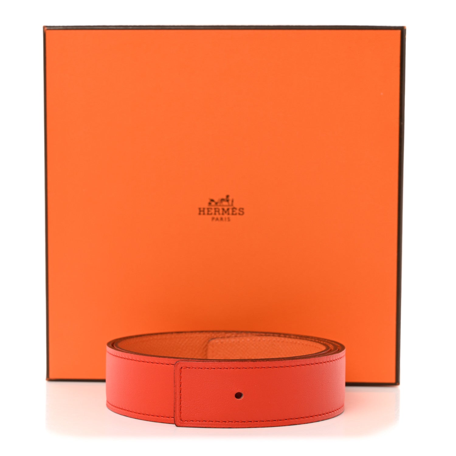 Hermes Swift Epsom 32mm Belt Strap 75 30 Capucine Orange 5 of 9