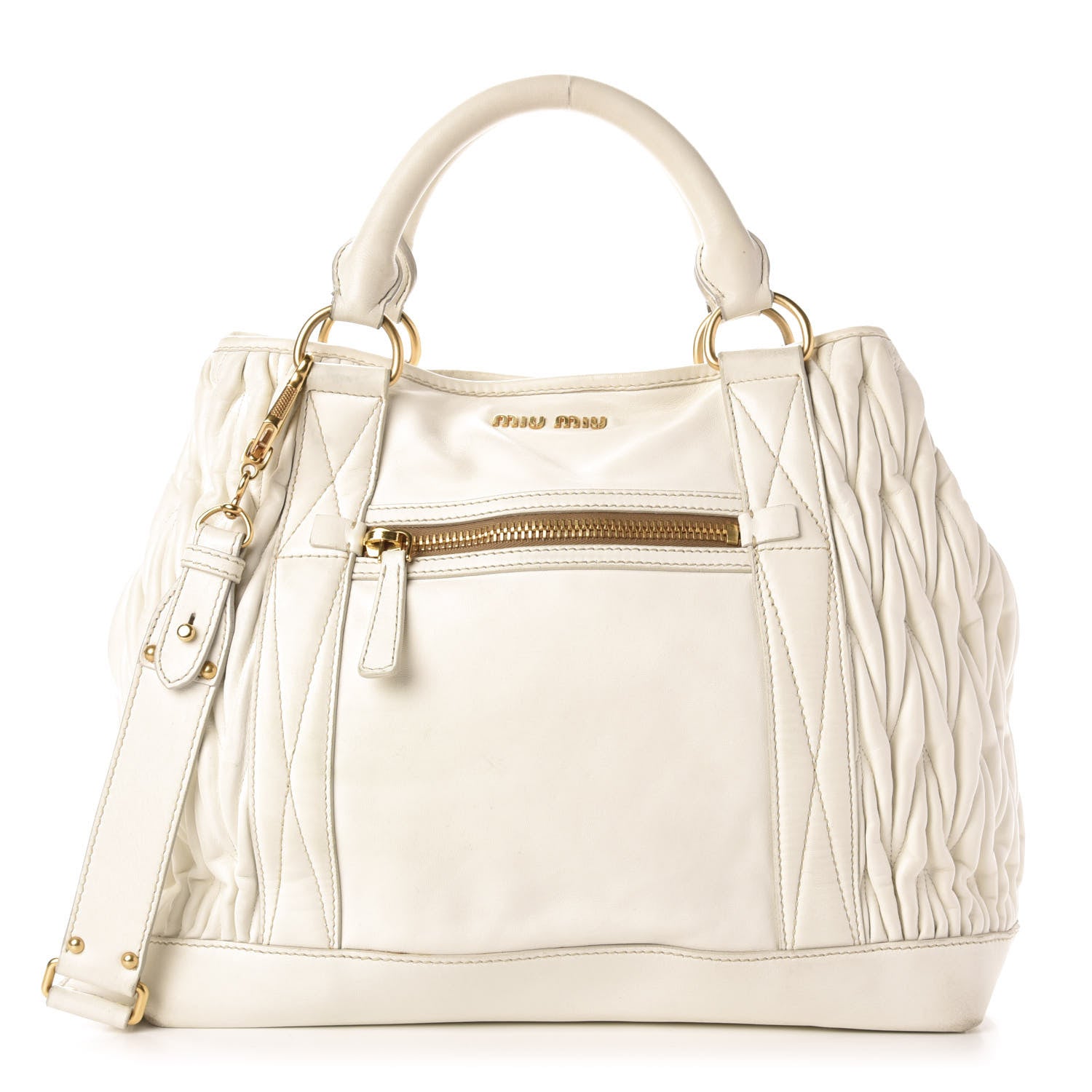 Miu Miu Nappa Matelasse Satchel Bianco 1 of 14