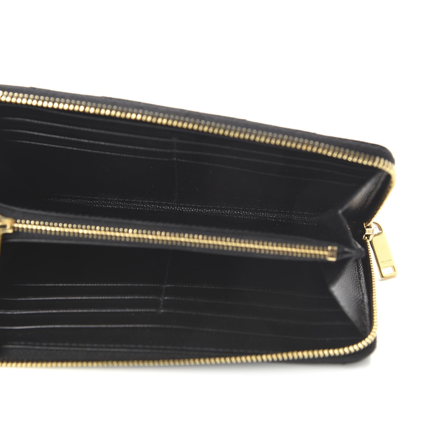 Saint Laurent Grain De Poudre Matelasse Chevron Monogram Zip Around Wallet Black 5 of 10