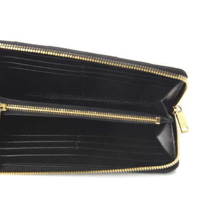 Saint Laurent Grain De Poudre Matelasse Chevron Monogram Zip Around Wallet Black 5 of 10
