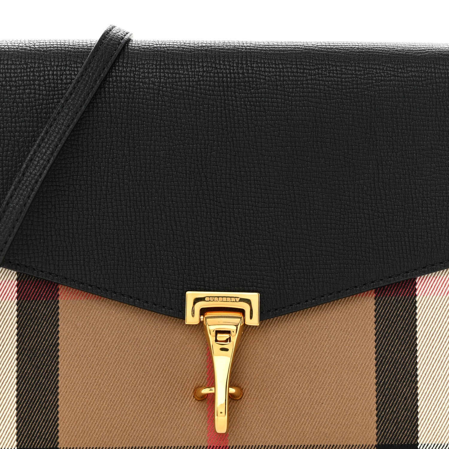Burberry Derby Calfskin House Check Small Macken Crossbody Bag Black 9 of 12