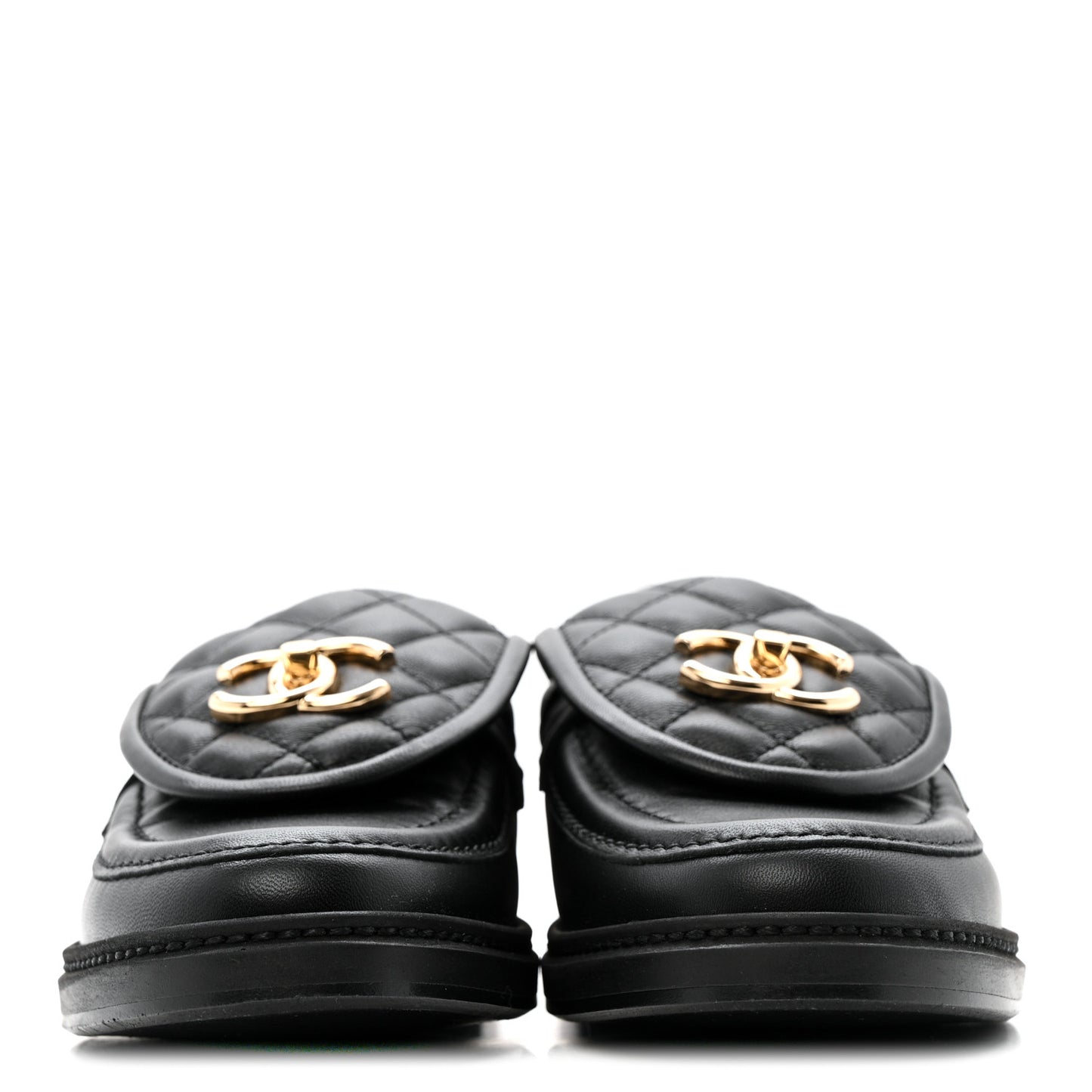 Lambskin Quilted CC Turnlock Loafers 36 Black