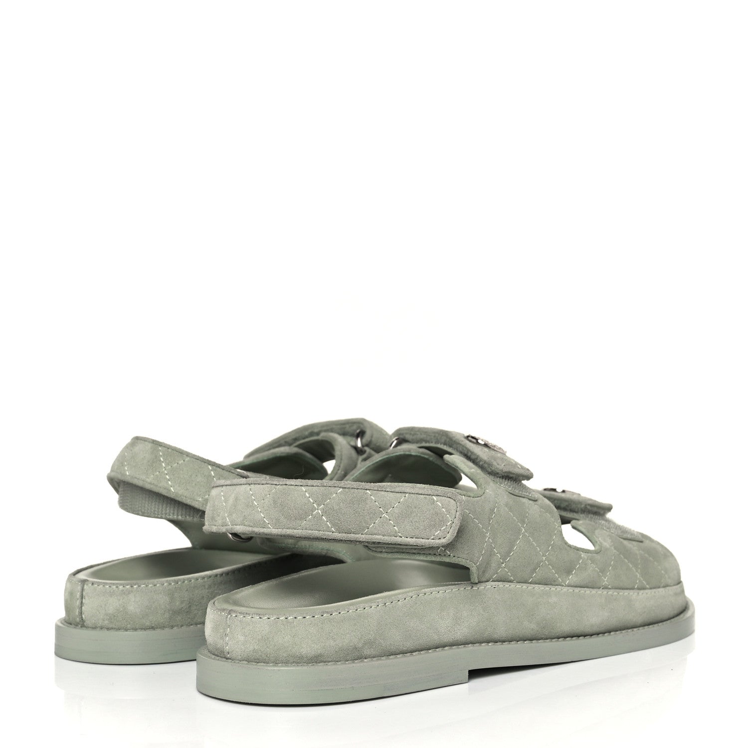 Chanel Suede Calfskin Velcro Dad Sandals 40.5 Light Green 4 of 8