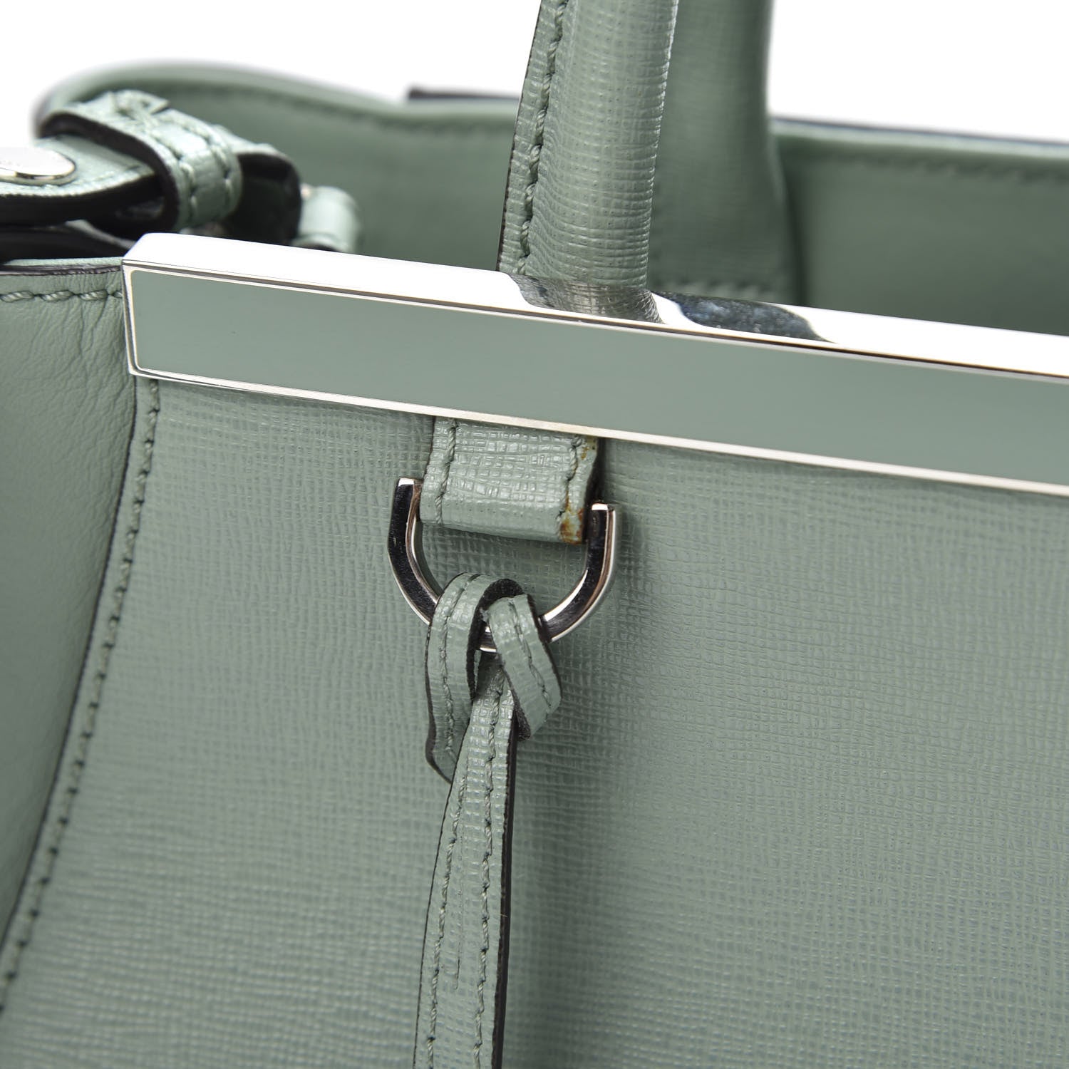 Fendi Vitello Elite Flamingo Petite 2Jours Tote Menta 7 of 9