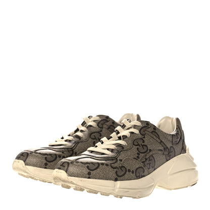 Gucci Maxi GG Supreme Monogram Gucci 100 Mens Rhyton Sneakers 8.5 Beige Ebony 3 of 15