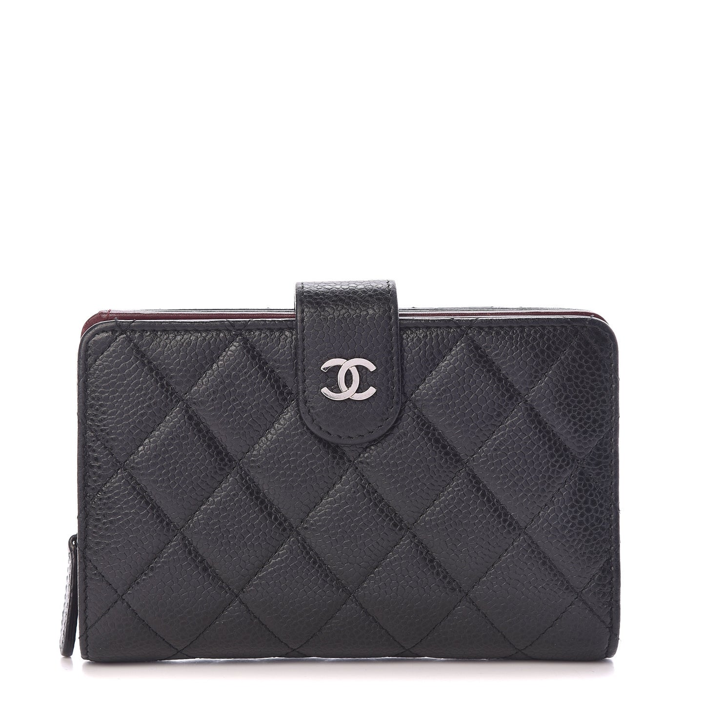 Caviar Quilted Zipped Pocket Wallet Black