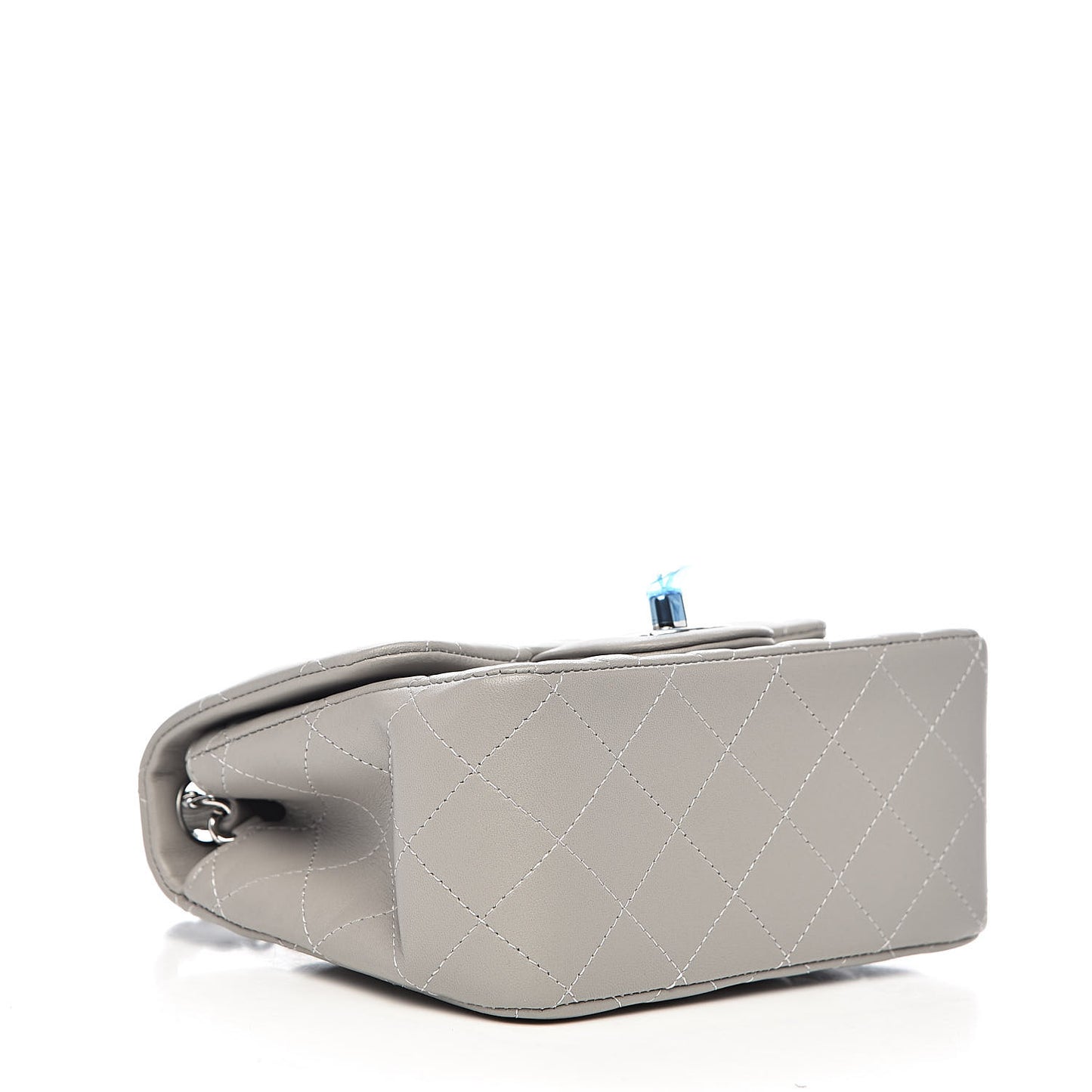 Lambskin Quilted Mini Square Flap Light Grey