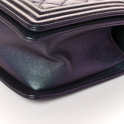 Chanel Iridescent Goatskin Quilted Medium Boy Flap Purple 10 of 12