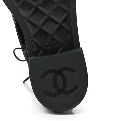 Chanel Nylon Suede Patent Calfskin Womens CC Lace Up Boots 37 Black 6 of 8