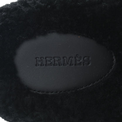 Hermes Calfskin Woolskin Womens Chypre Sandals 36 Black 6 of 8