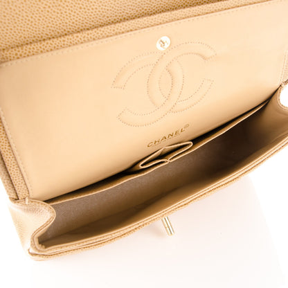 Chanel Caviar Quilted Medium Double Flap Beige 6 of 9
