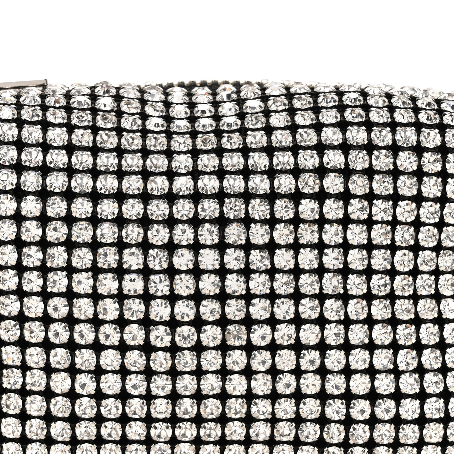 Mesh Crystal Rhinestone Mini Heiress Pouch Black Silver