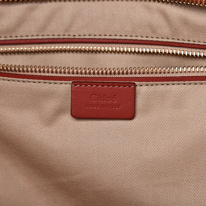 Chloe Smooth Calfskin Little Horses Embroidered Tao Zipped Tote Earthy Red 6 of 10
