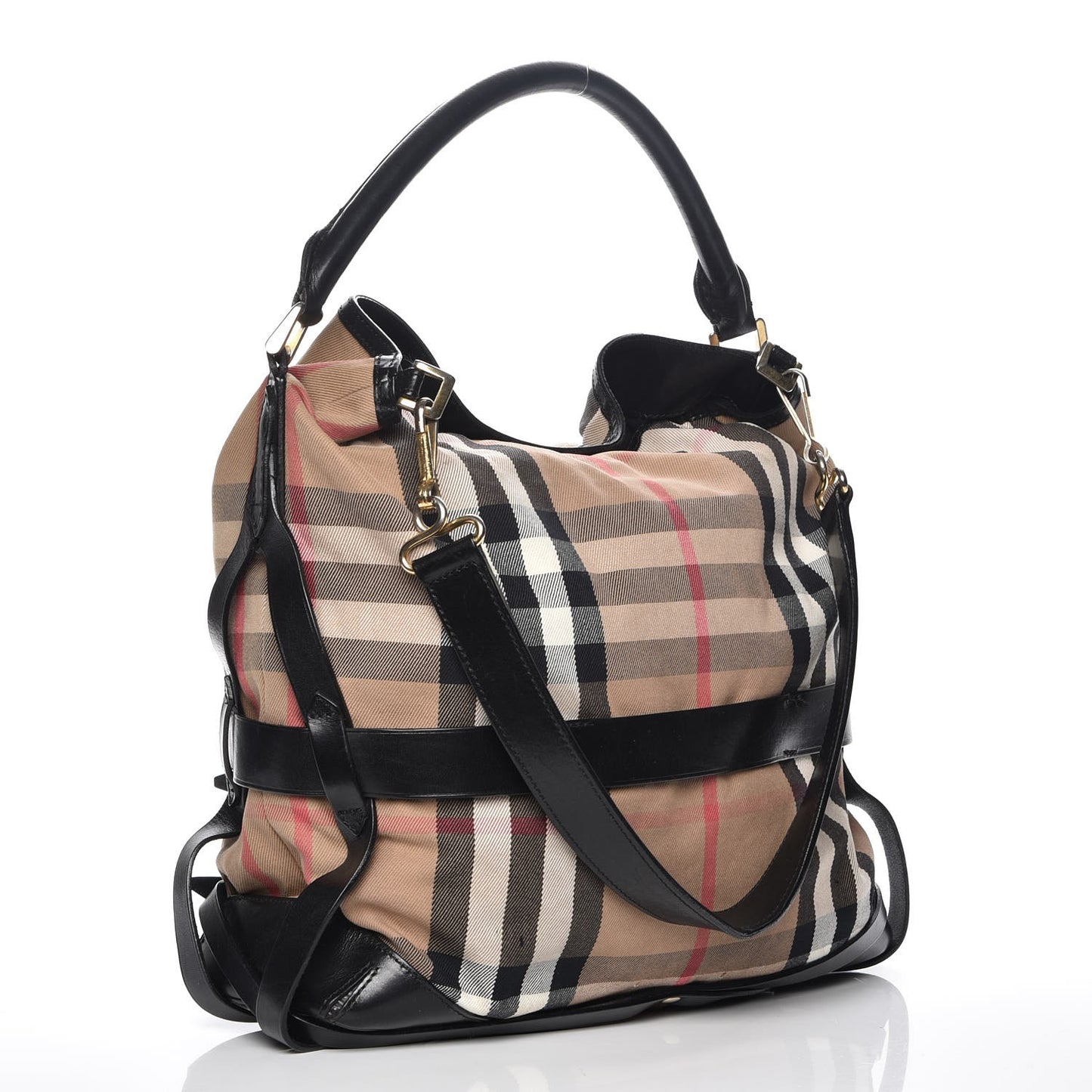 House Check Bridle Calfskin Medium Gosford Hobo Black