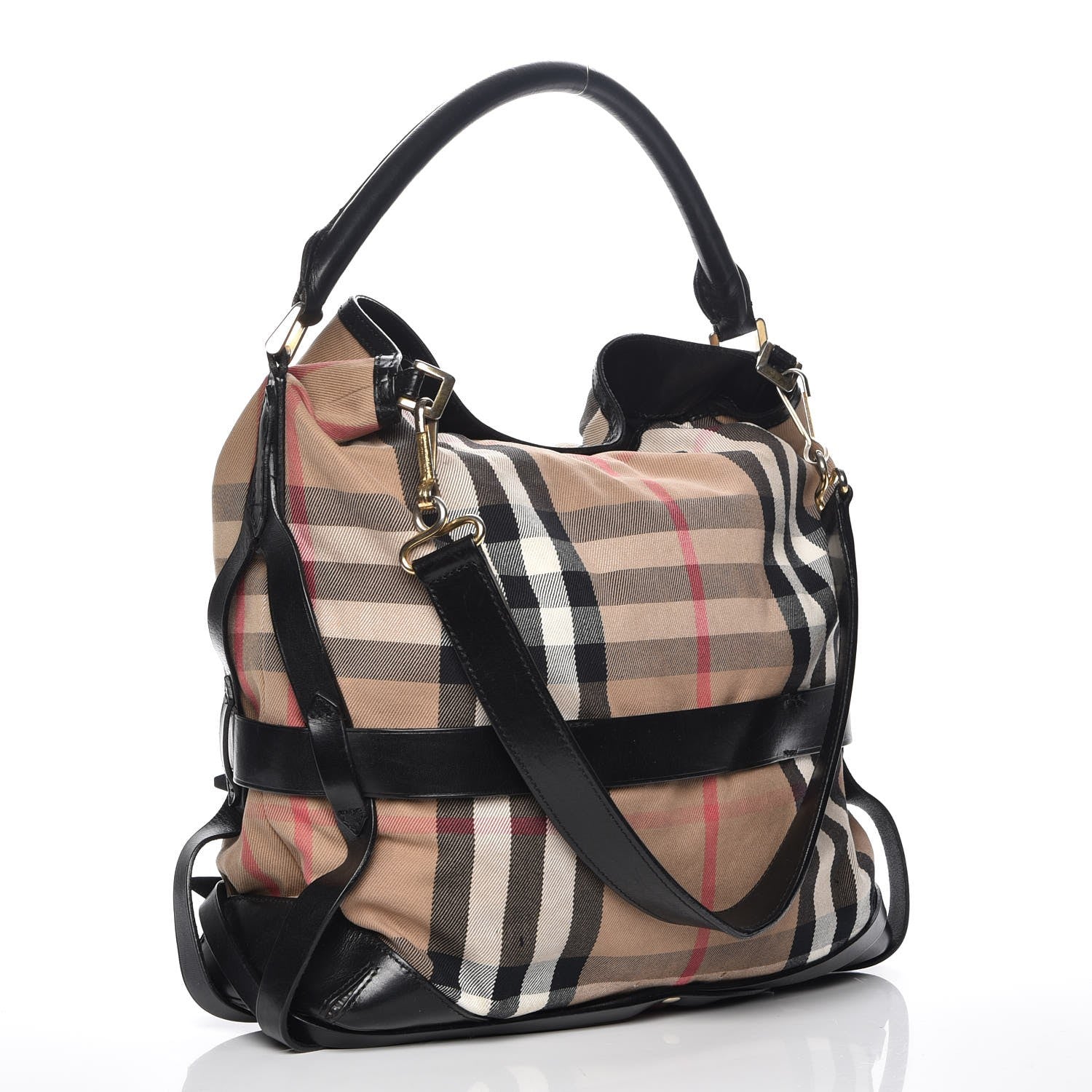 Burberry House Check Bridle Calfskin Medium Gosford Hobo Black 4 of 10