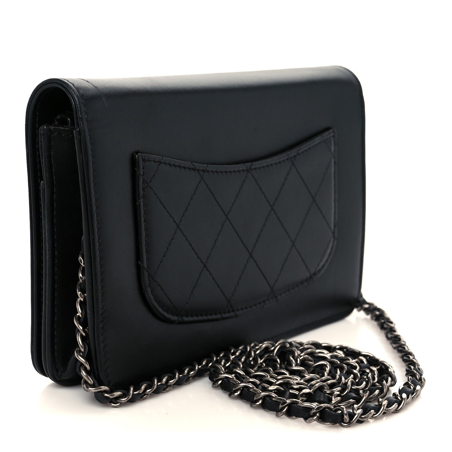 Chanel Calfskin Chain 20s Signe Wallet on Chain WOC Black 3 of 11