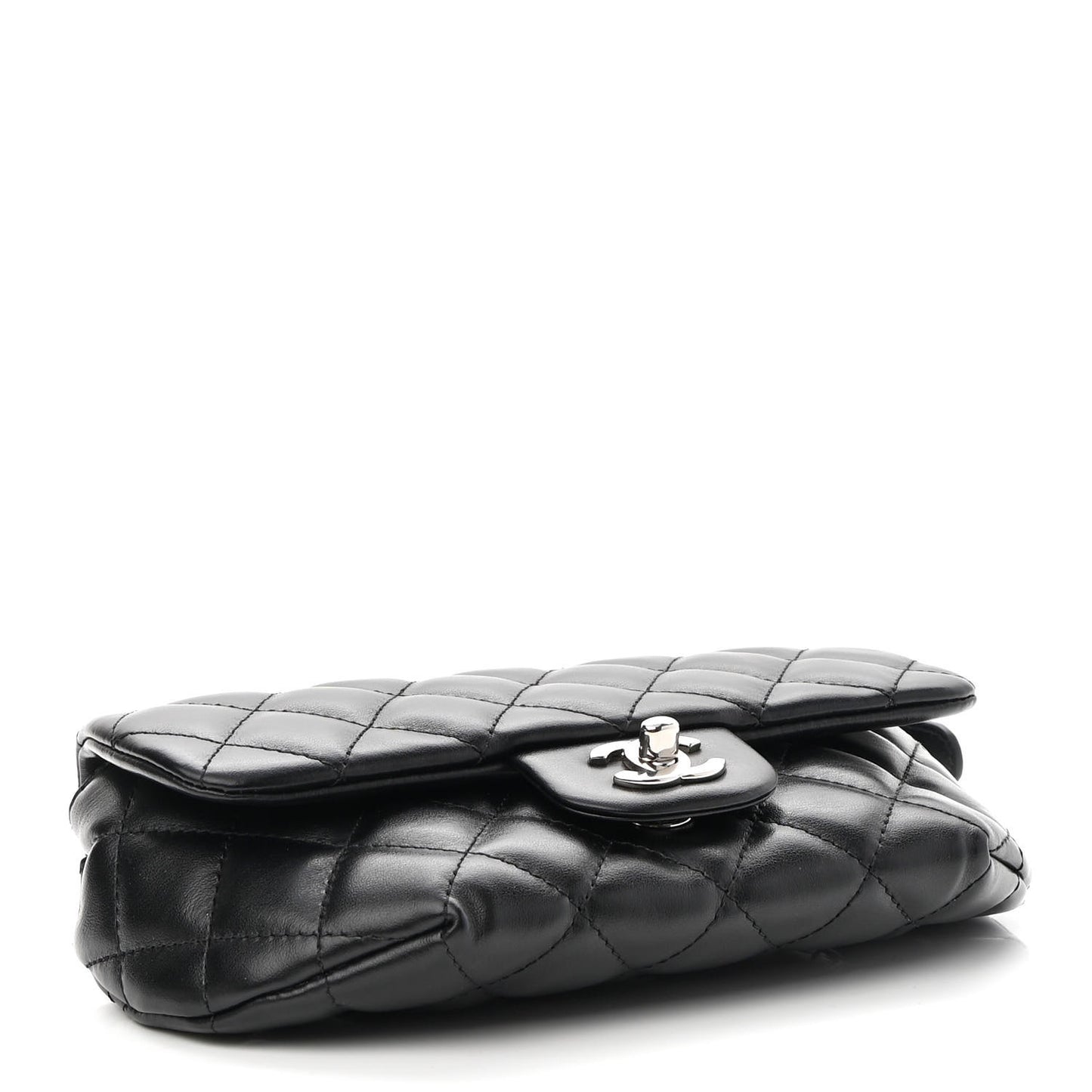 Calfskin Quilted CC Uniform Flap Belt Bag Black