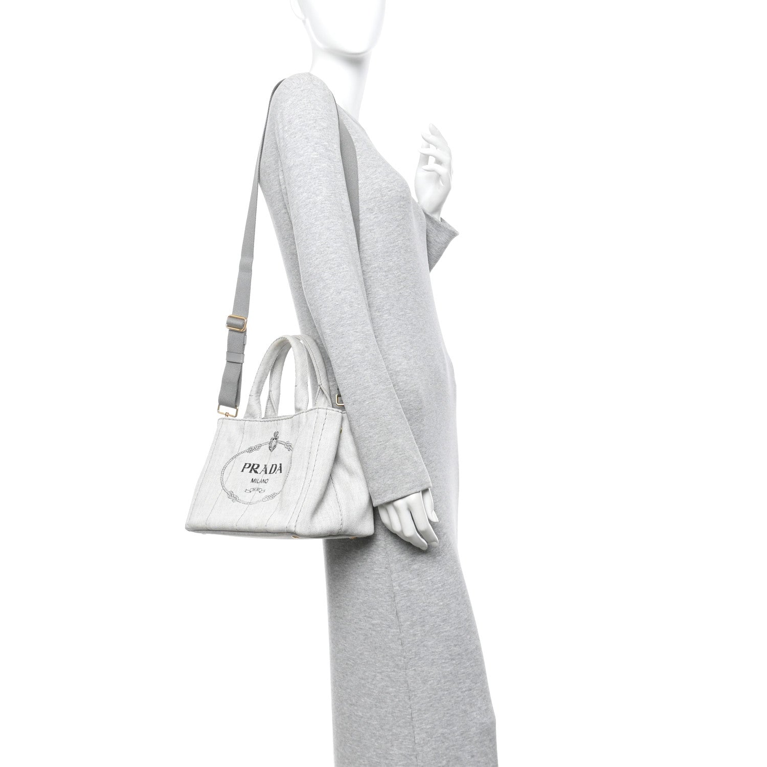 Prada Canapa Small Logo Tote White 3 of 13