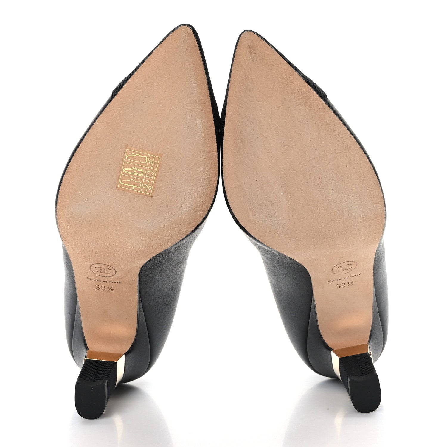 Chanel Lambskin Grosgrain Cap Toe CC Pumps 38.5 Black 5 of 8