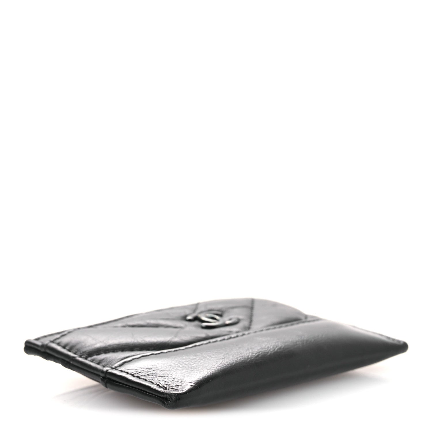 Chanel Aged Calfskin Chevron Quilted Gabrielle Card Holder So Black 4 of 9