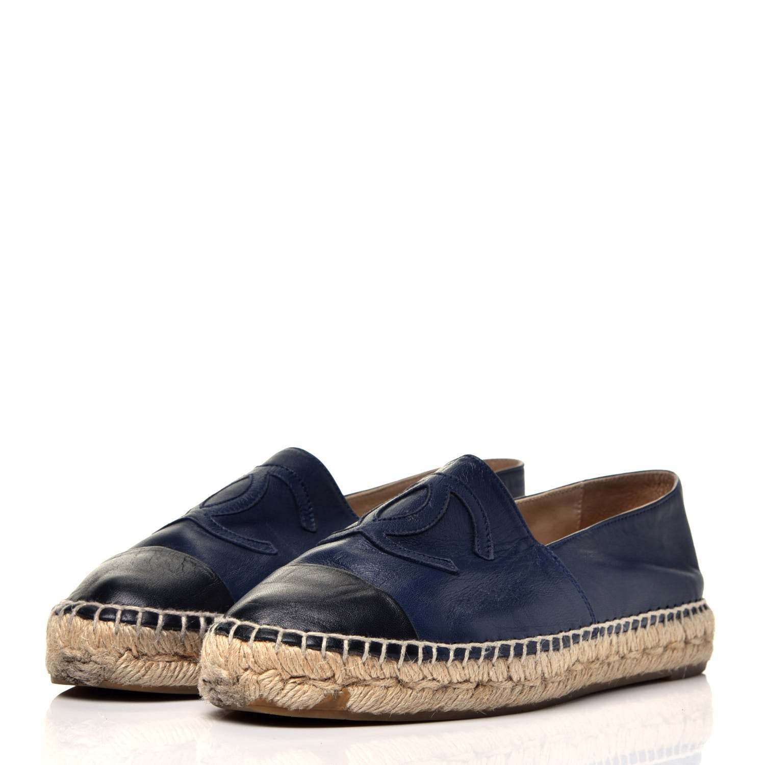 Chanel Lambskin CC Espadrilles 38 Navy Black 3 of 8