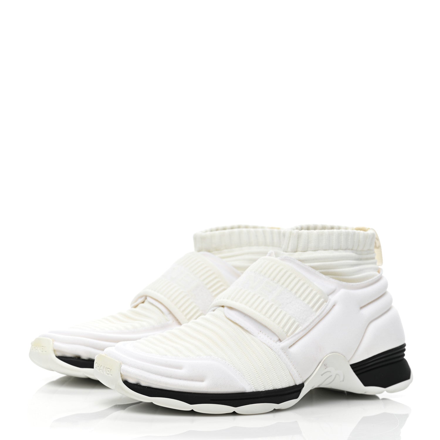 Chanel Stretch Fabric CC Sneakers 37 White 3 of 12
