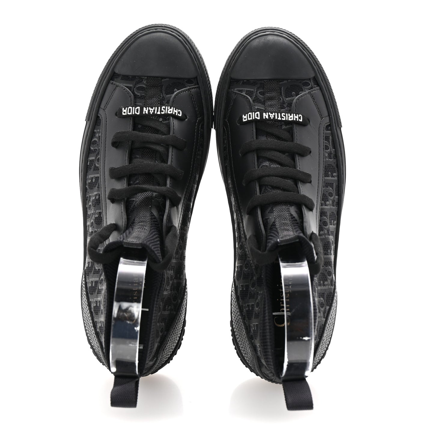 Technical Canvas Mesh Calfskin Womens Matte Oblique Walk'n Dior High Top Sneakers 36.5 Black