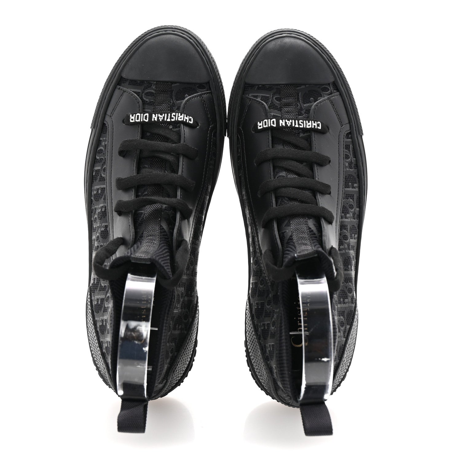 Christian Dior Technical Canvas Mesh Calfskin Womens Matte Oblique Walk'n Dior High Top Sneakers 36.5 Black 2 of 10