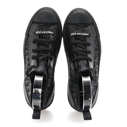 Christian Dior Technical Canvas Mesh Calfskin Womens Matte Oblique Walk'n Dior High Top Sneakers 36.5 Black 2 of 10