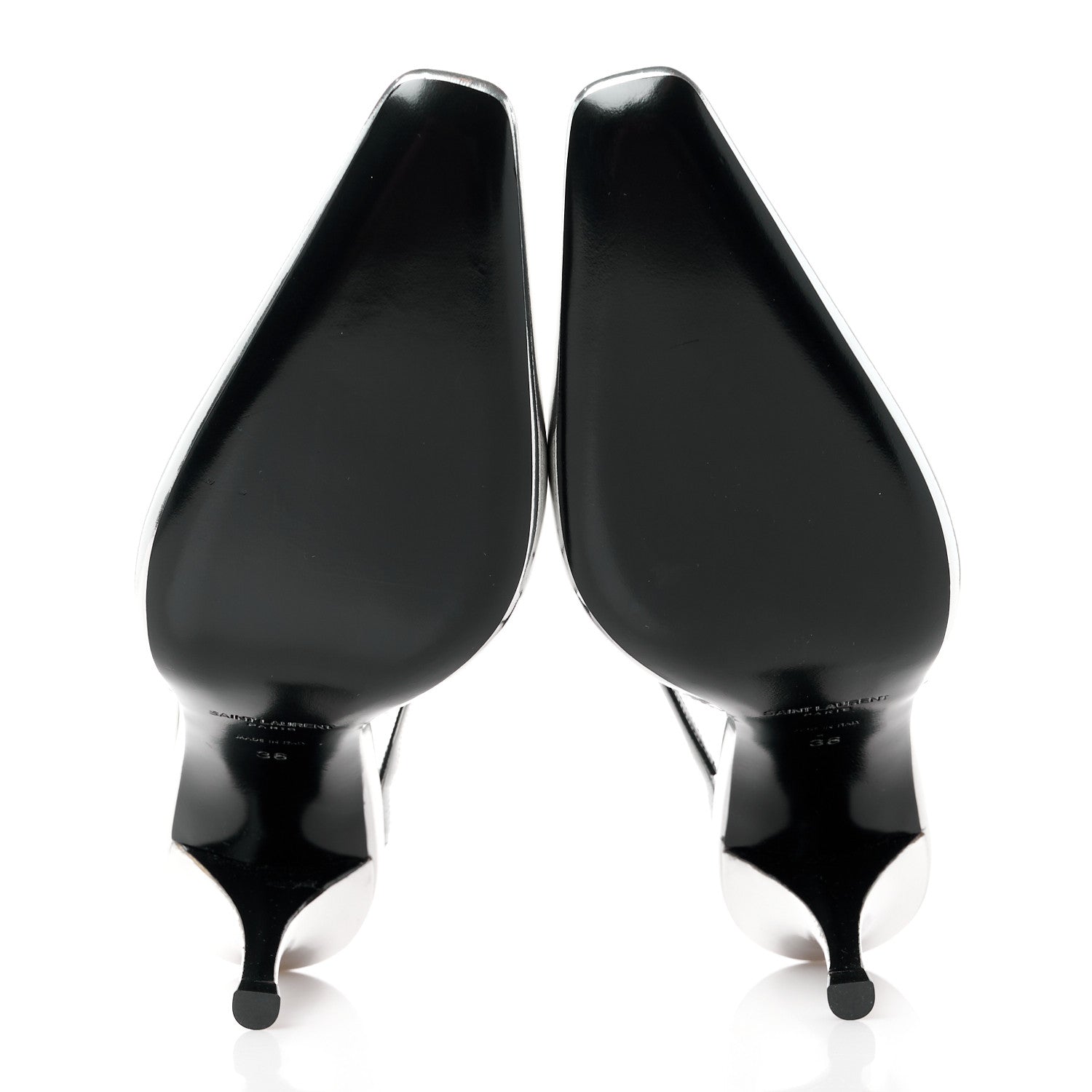 Saint Laurent Patent Tom 90 Dream Slingback Pumps 36 Argento 5 of 9