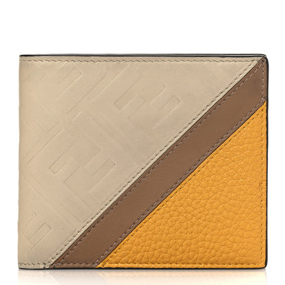 Fendi Vitello Grace FF Embossed Striped Bi-Fold Wallet Latte Sand Giallo Fendi 1 of 8
