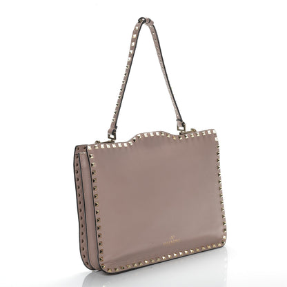 Valentino Garavani Vitello Rockstud Flip-Lock Shoulder Bag Poudre 3 of 6