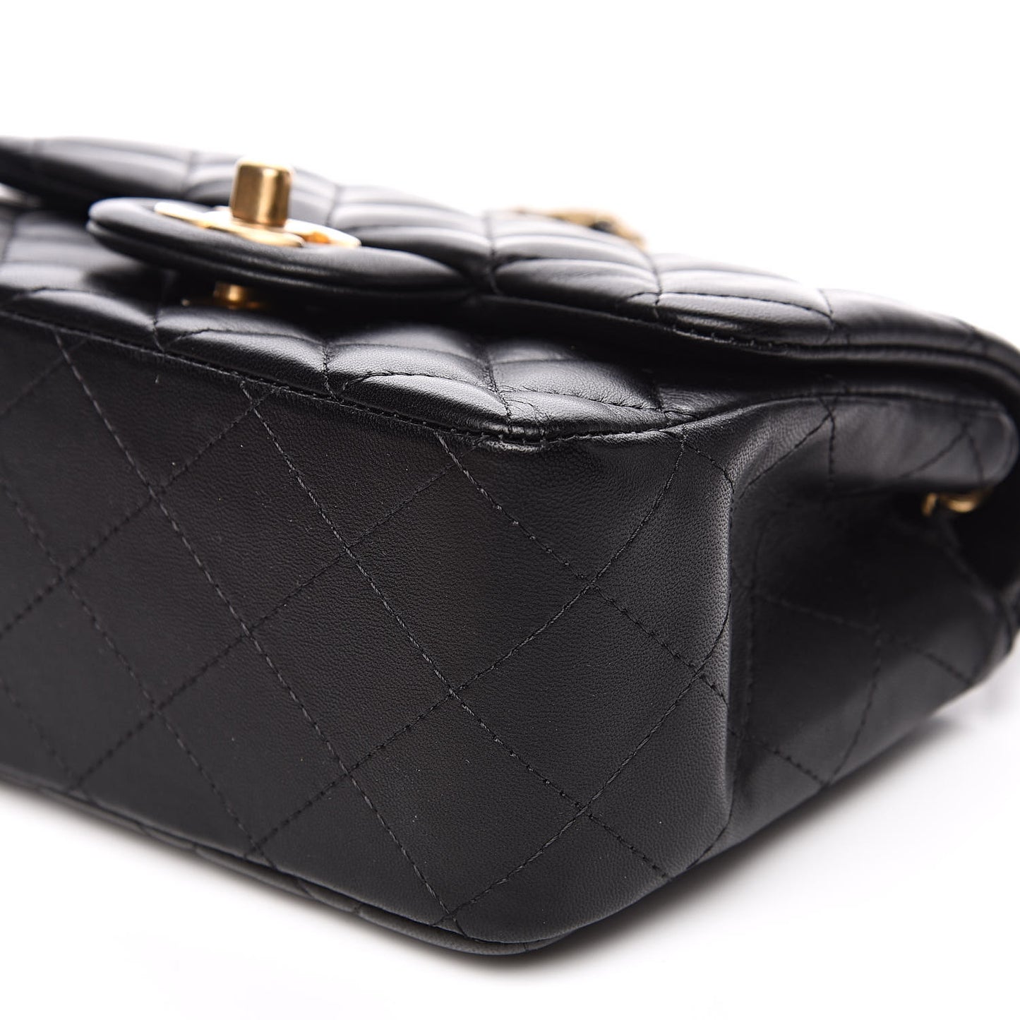 Lambskin Quilted Mini Square Flap Black