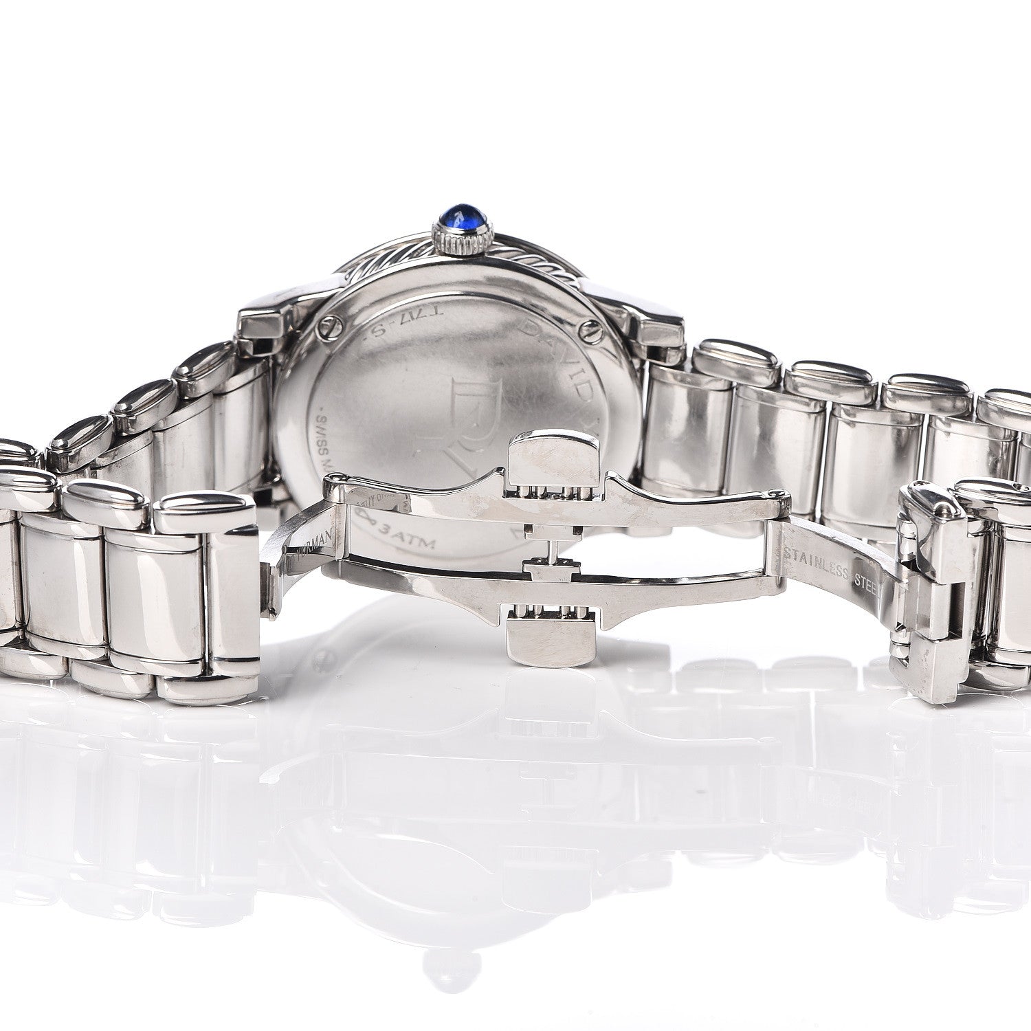David Yurman Stainless Steel Diamond Bezel Mother of Pearl 30mm Classic Quartz Watch 6 of 8
