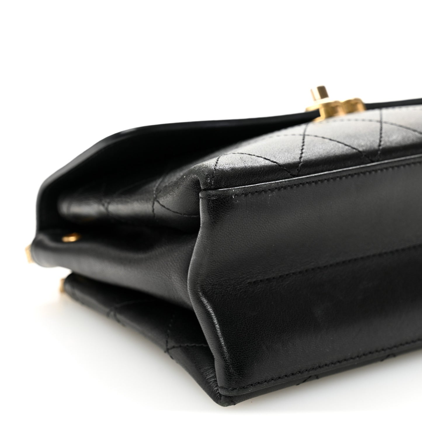 Lambskin Stitched Coco Luxe Small Flap Black