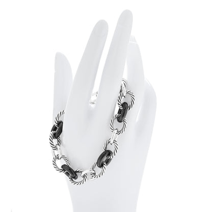 David Yurman Sterling Silver Ceramic 13mm Large Oval Link Bracelet Black 2 of 4