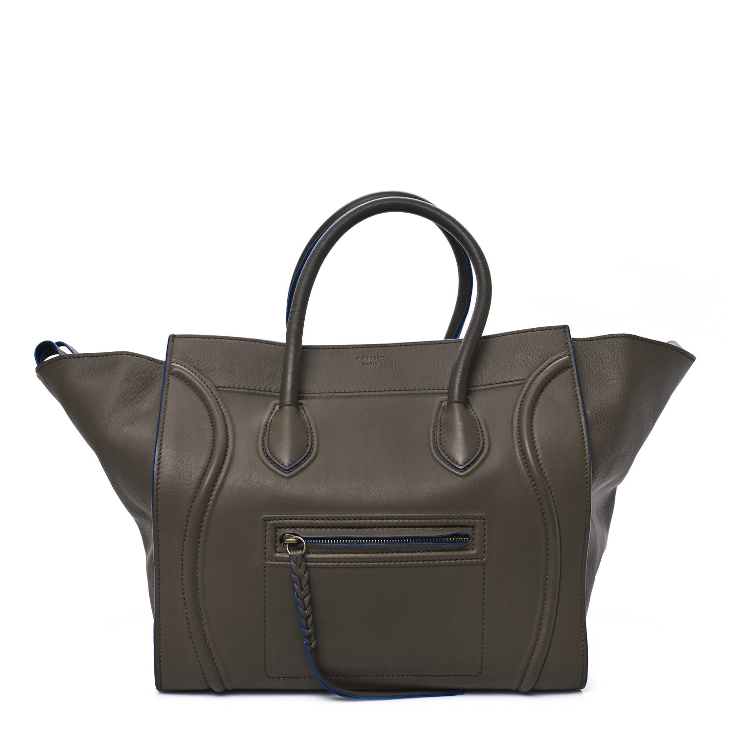 Celine Smooth Calfskin Medium Phantom Luggage Khaki Cobalt Trim 1 of 9