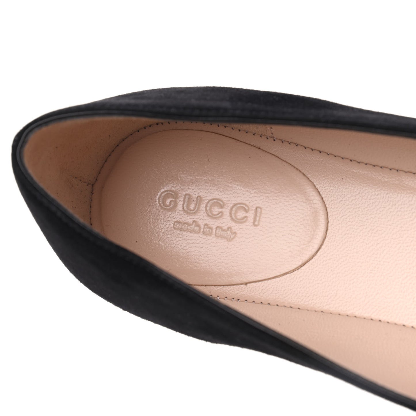 Kid Scamosciato GG Marmont Fringe Flats 38.5 Black