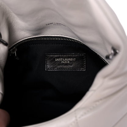 Saint Laurent Lambskin Quilted Toy Loulou Puffer Monogram Chain Satchel Blanc Vintage 7 of 13