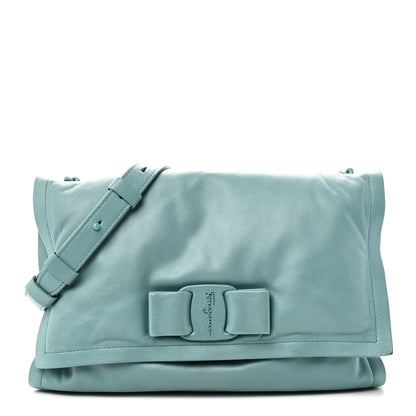 Salvatore Ferragamo Calfskin Small Viva Bow Shoulder Bag Tyrone Turquoise 1 of 12