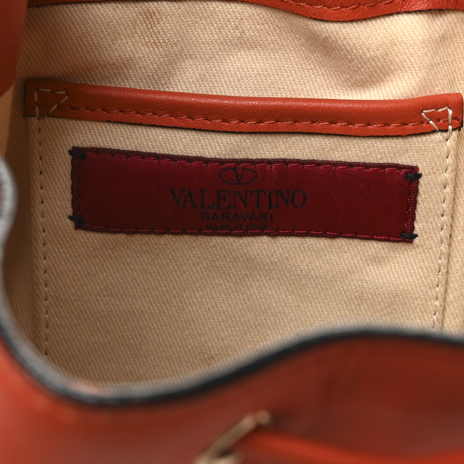Valentino Garavani Grained Calfskin Rockstud Bucket Bag Orange 6 of 10