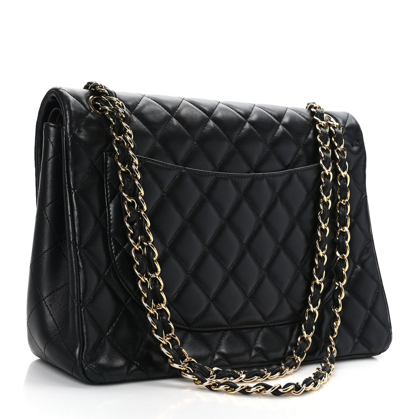 Lambskin Quilted Maxi Double Flap Black