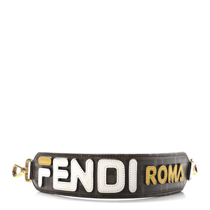 Fendi X FILA Glazed Fabric FF 1974 Mania Mini Strap You Mogano Panna White 2 of 9