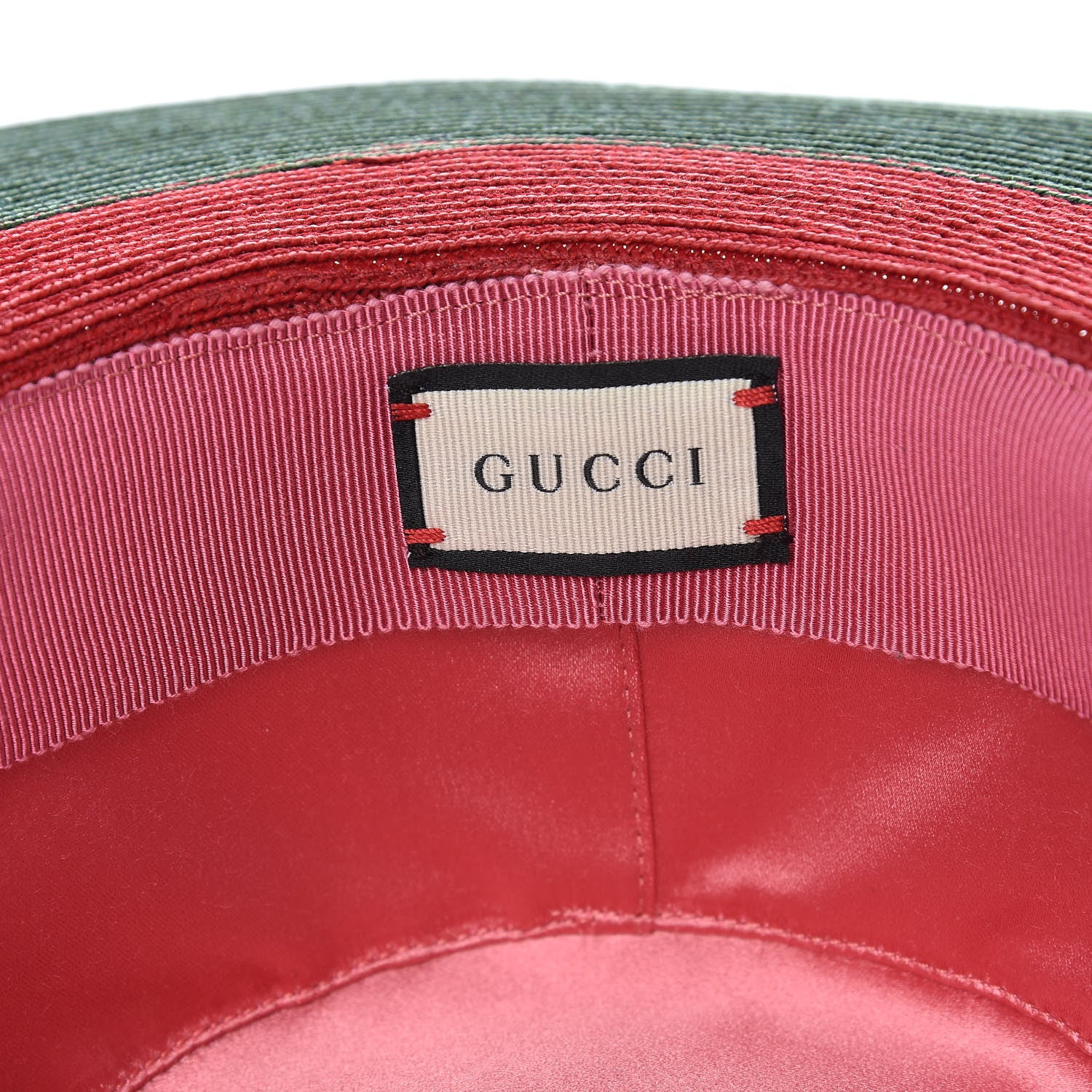 Gucci Straw Web Papier Wide Brim Hat M Green Red 8 of 9