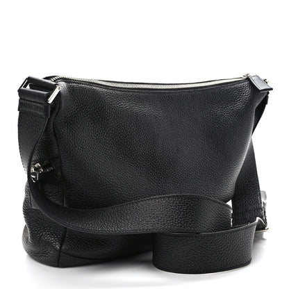 Prada Vitello Daino Triangle Logo Embossed Shoulder Bag Black 3 of 10
