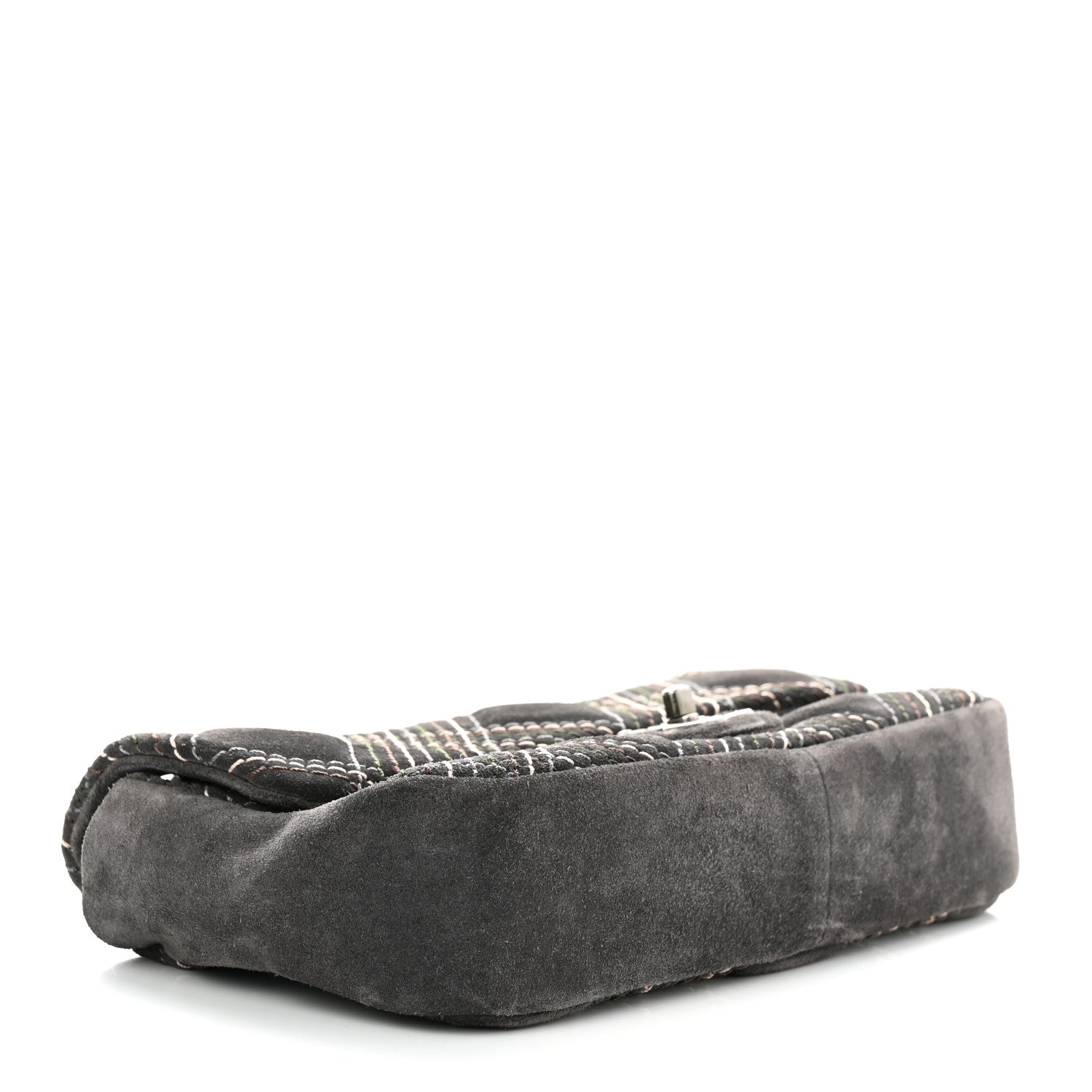 Chanel Suede Stitched Medium Saltire Single Flap Grey 5 of 11