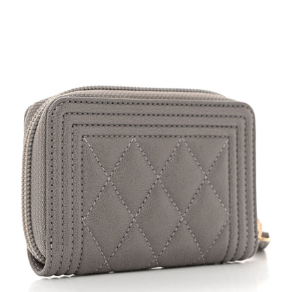 Chanel Caviar Quilted Boy Zip Around Coin Purse Wallet Grey 3 of 8