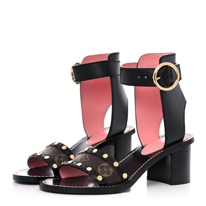 Louis Vuitton Calfskin Monogram Passenger Sandals 39 Black 3 of 7
