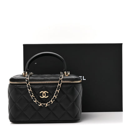 Chanel Lambskin Quilted Small Top Handle Vanity Case With Chain Black 11 of 11