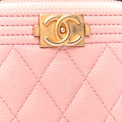Chanel Caviar Quilted Boy Zip Around Coin Purse Wallet Light Pink 12 of 13